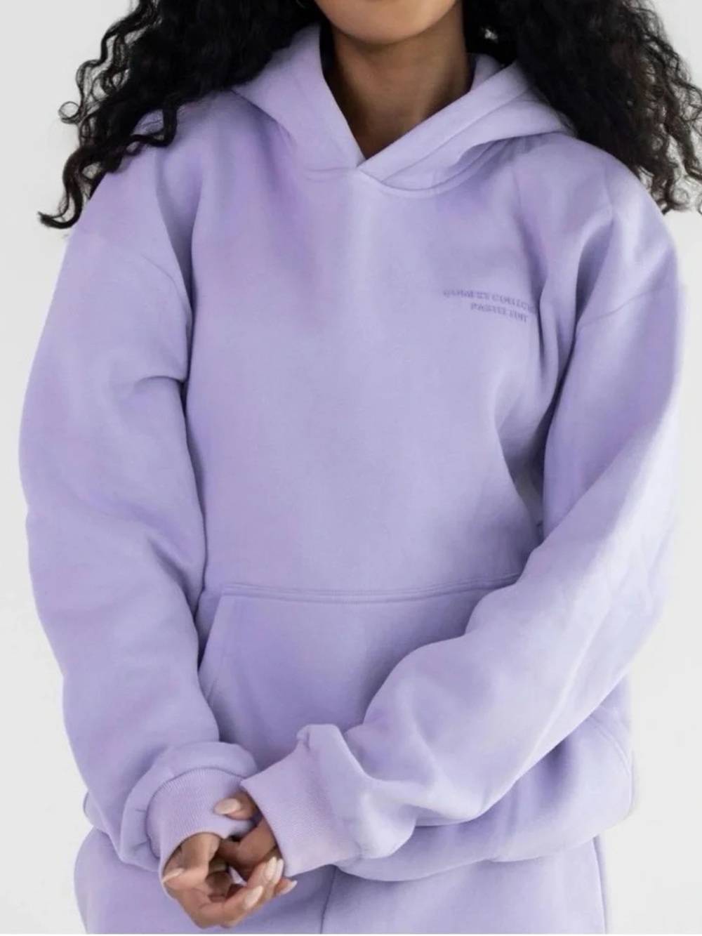Comfrt Cozy Pastel Lavender Hoodie Heavy Cotton Oversize Sweatshirt Medium - Picture 9 of 9